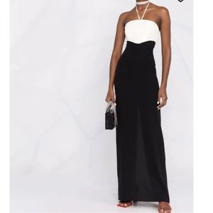 MANURI Gigi halterneck two-tone maxi dress